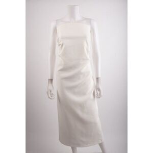 Zara Women Midi Dress Size XL Oyster White Strapless Ruched 2698/707 NWT